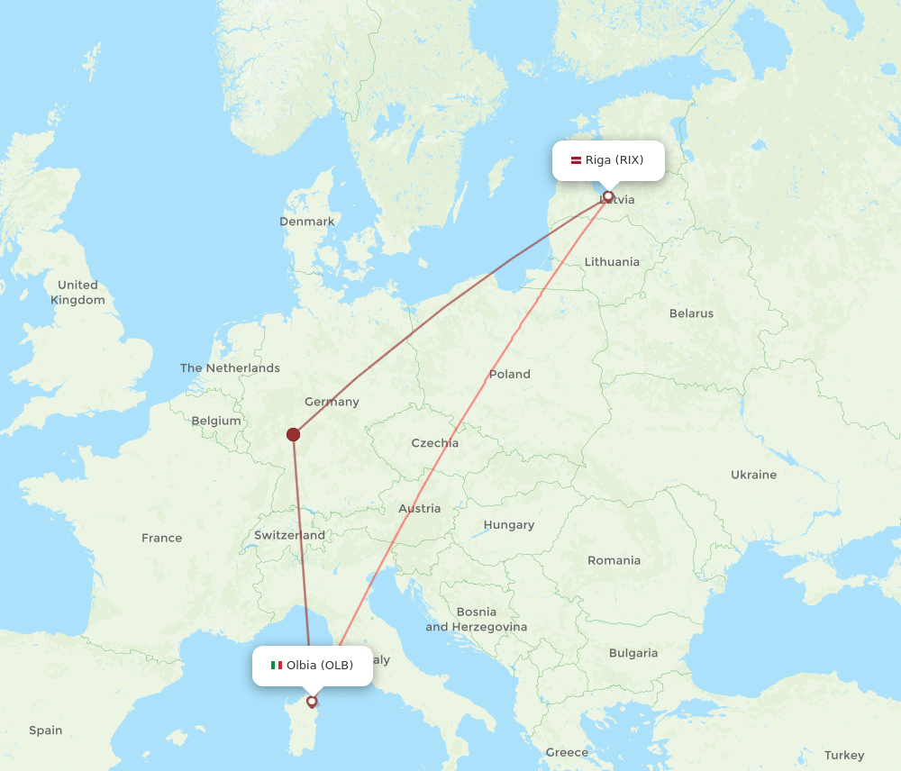 RIX-OLB flight routes