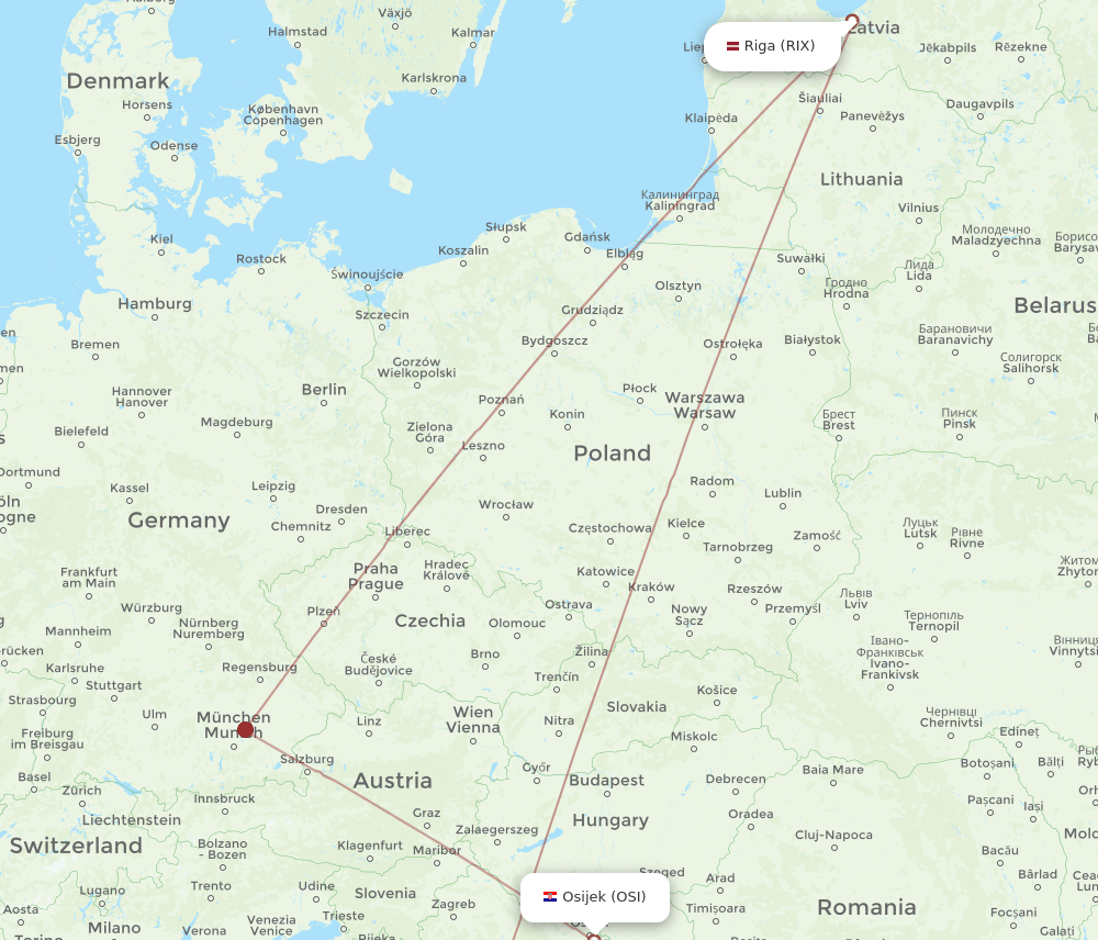 RIX-OSI flight routes