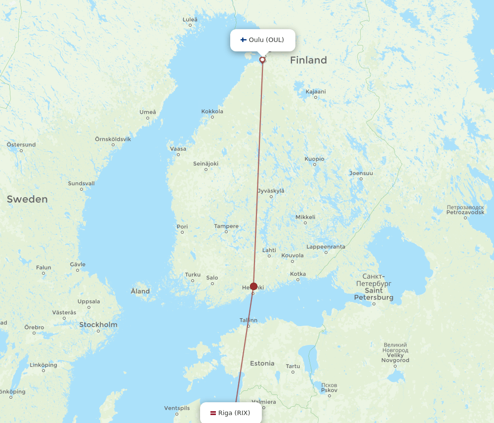 RIX to OUL flights and routes map