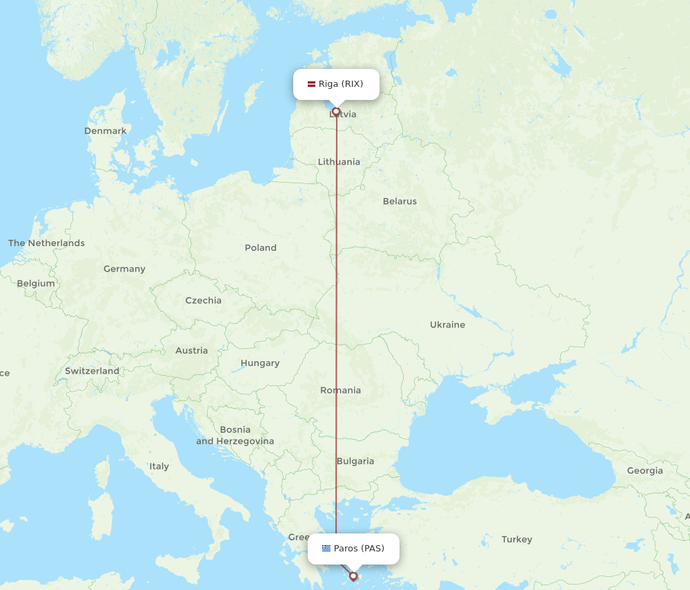 RIX to PAS flights and routes map