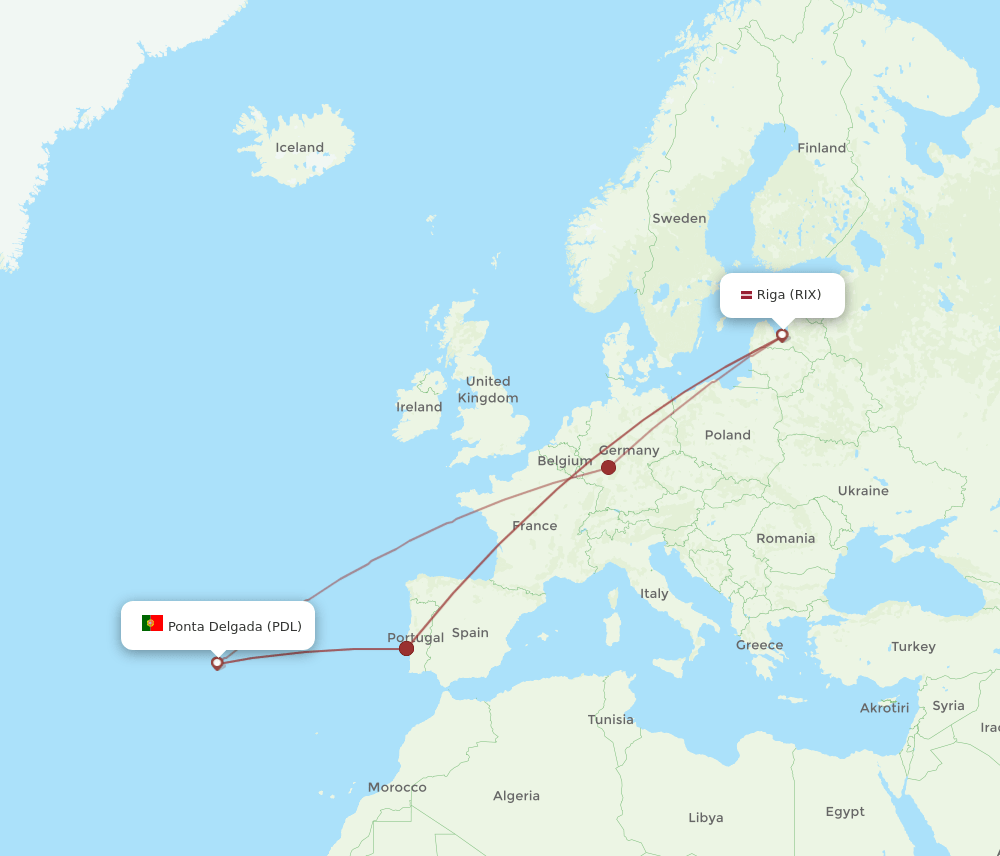 RIX-PDL flight routes