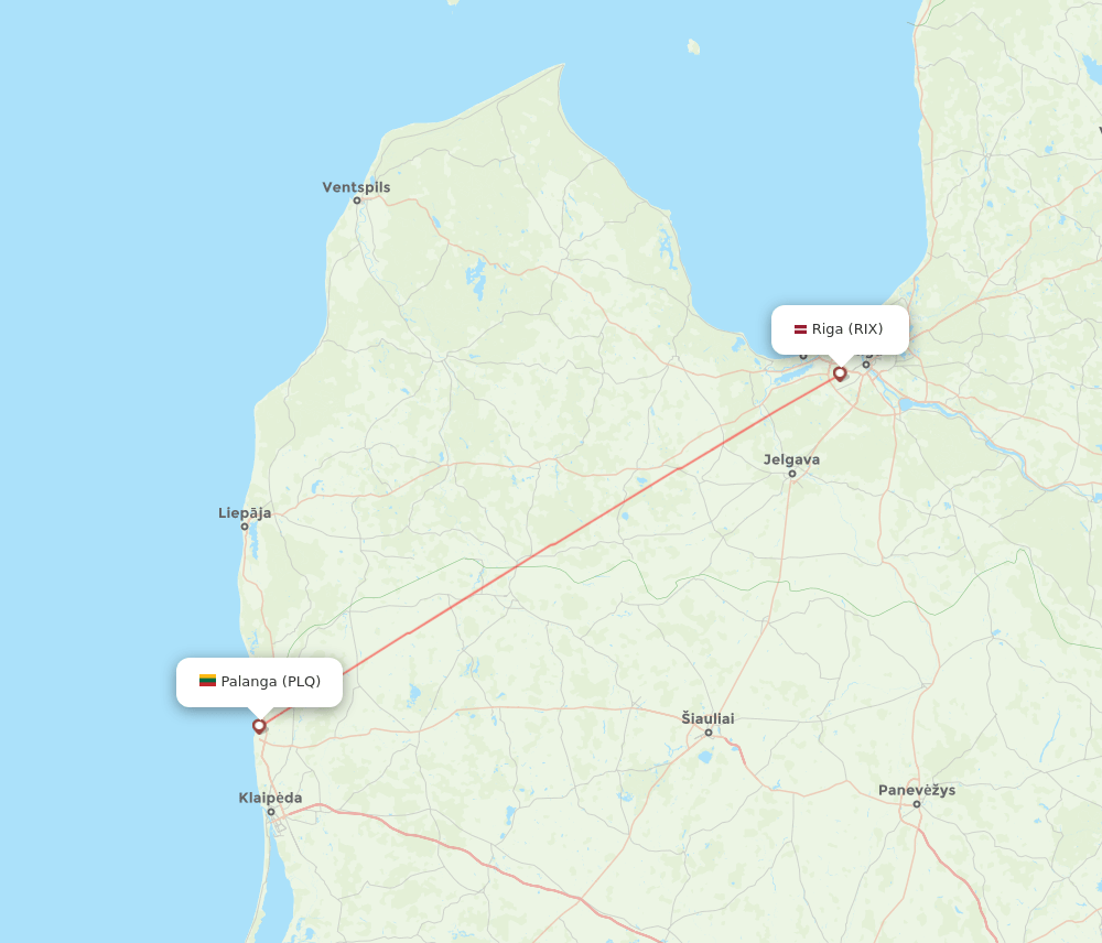 RIX to PLQ flights and routes map