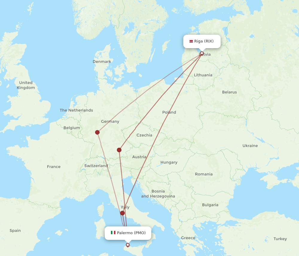 RIX-PMO flight routes