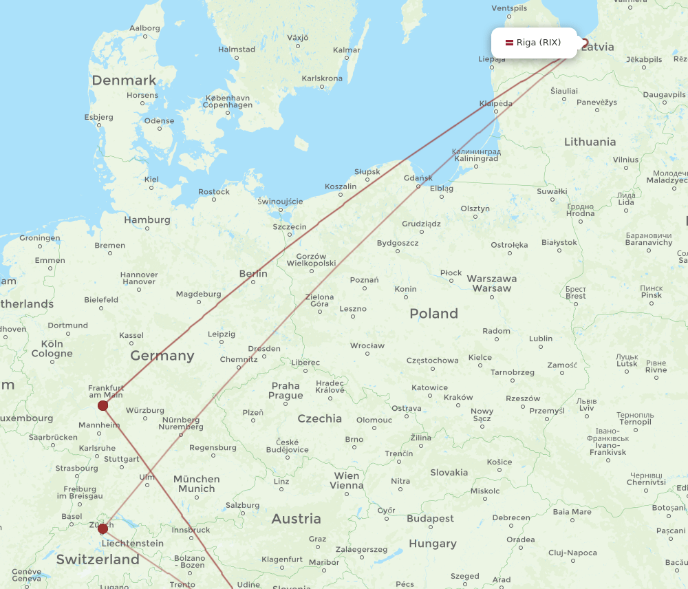 RIX to PUY flights and routes map