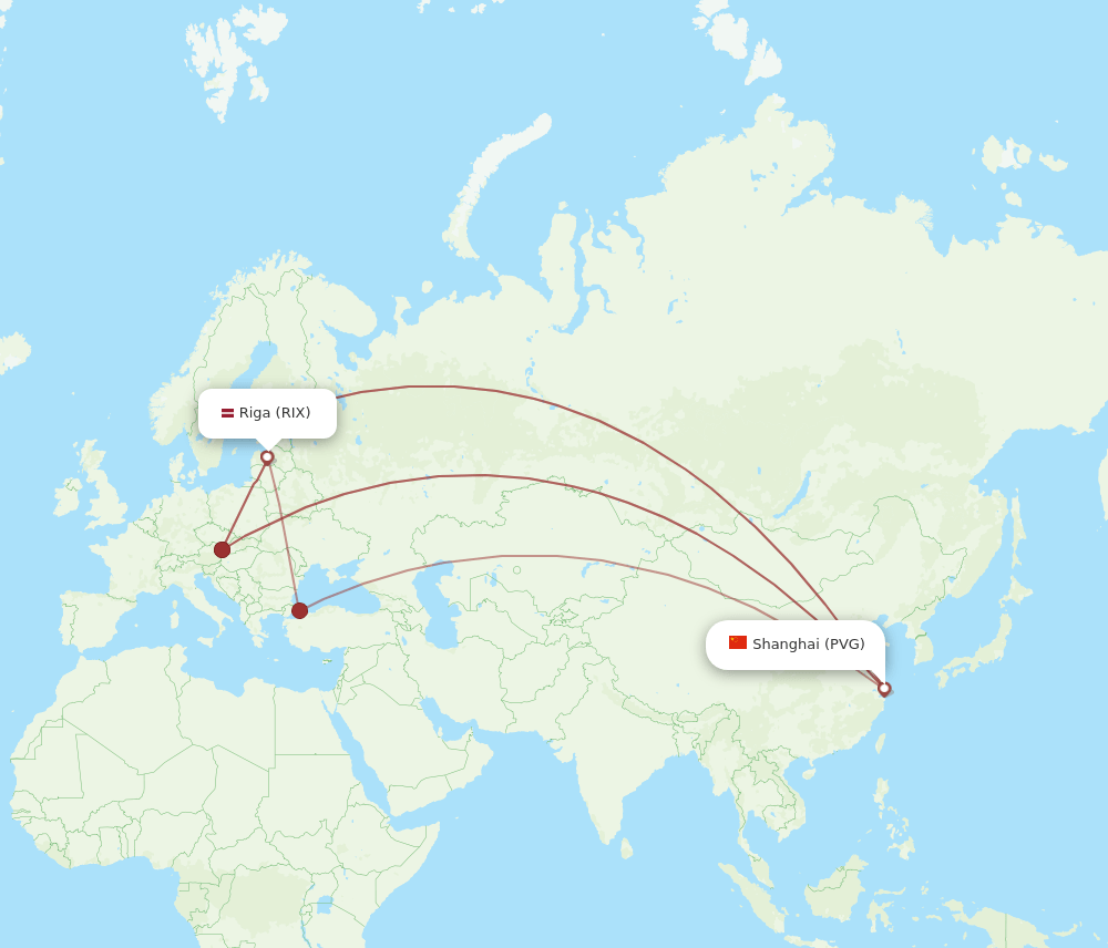 RIX-PVG flight routes
