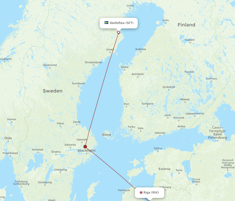 RIX to SFT flights and routes map