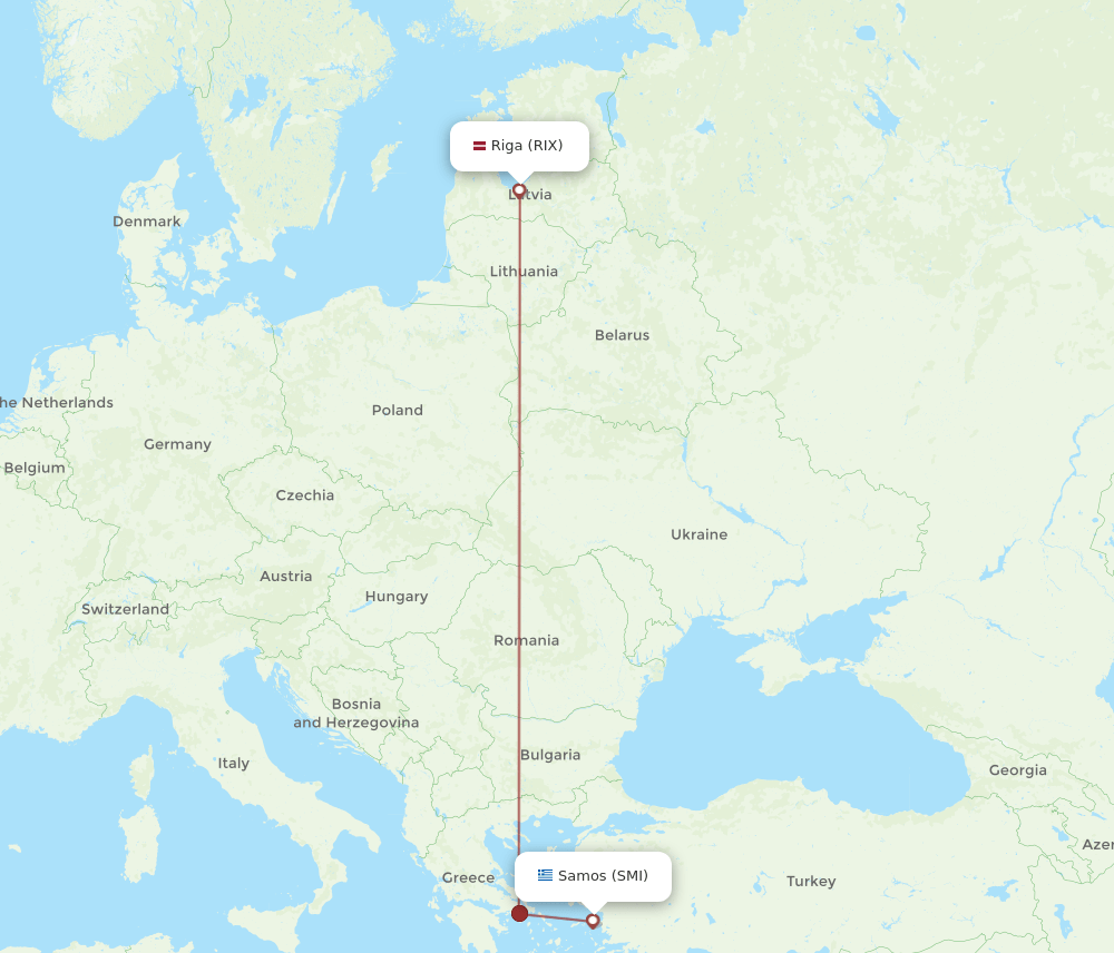 RIX to SMI flights and routes map