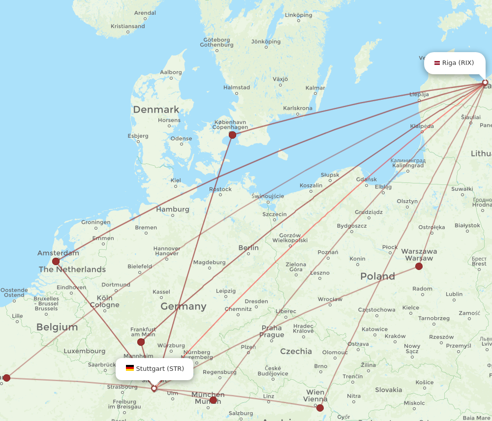 RIX to STR flights and routes map