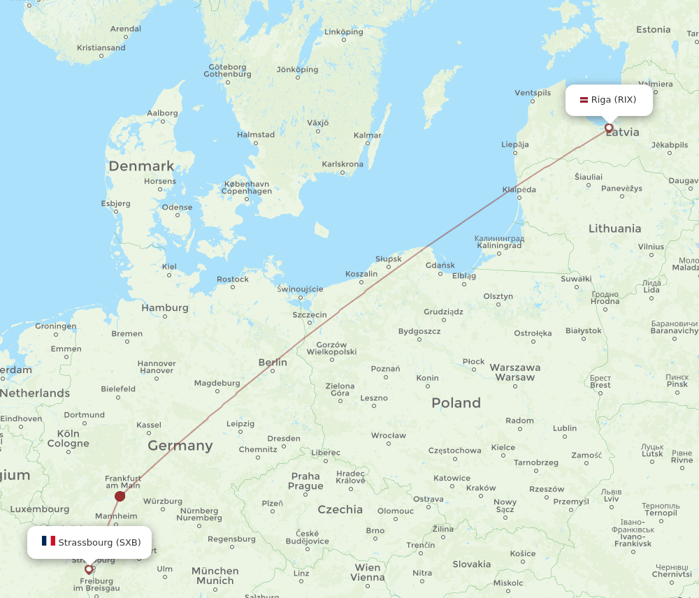 RIX-SXB flight routes