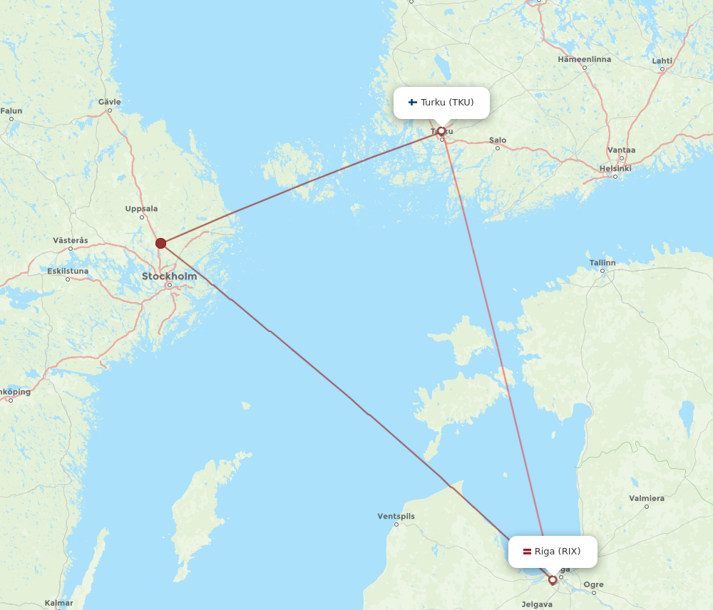 RIX to TKU flights and routes map