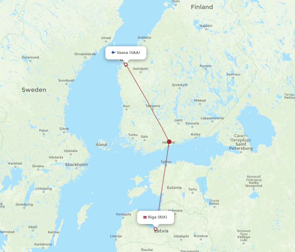 RIX to VAA flights and routes map
