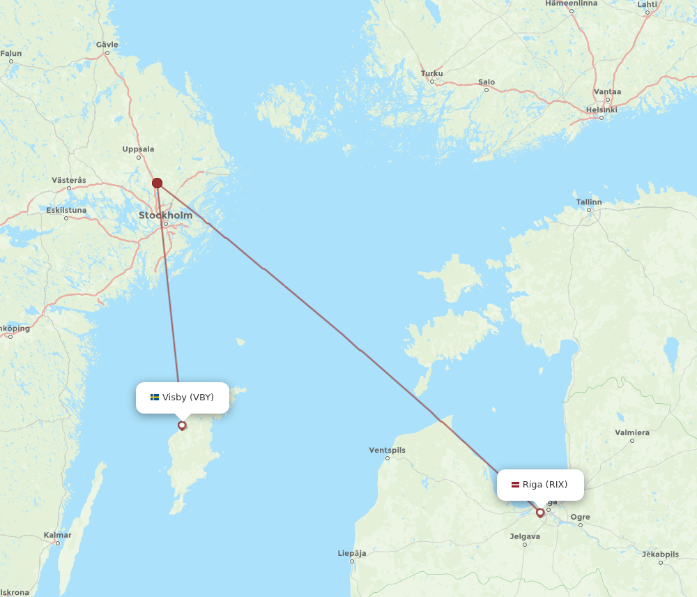RIX to VBY flights and routes map