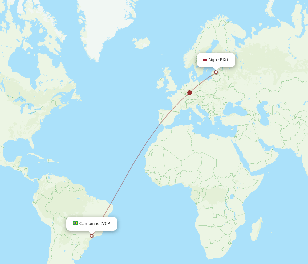 RIX to VCP flights and routes map