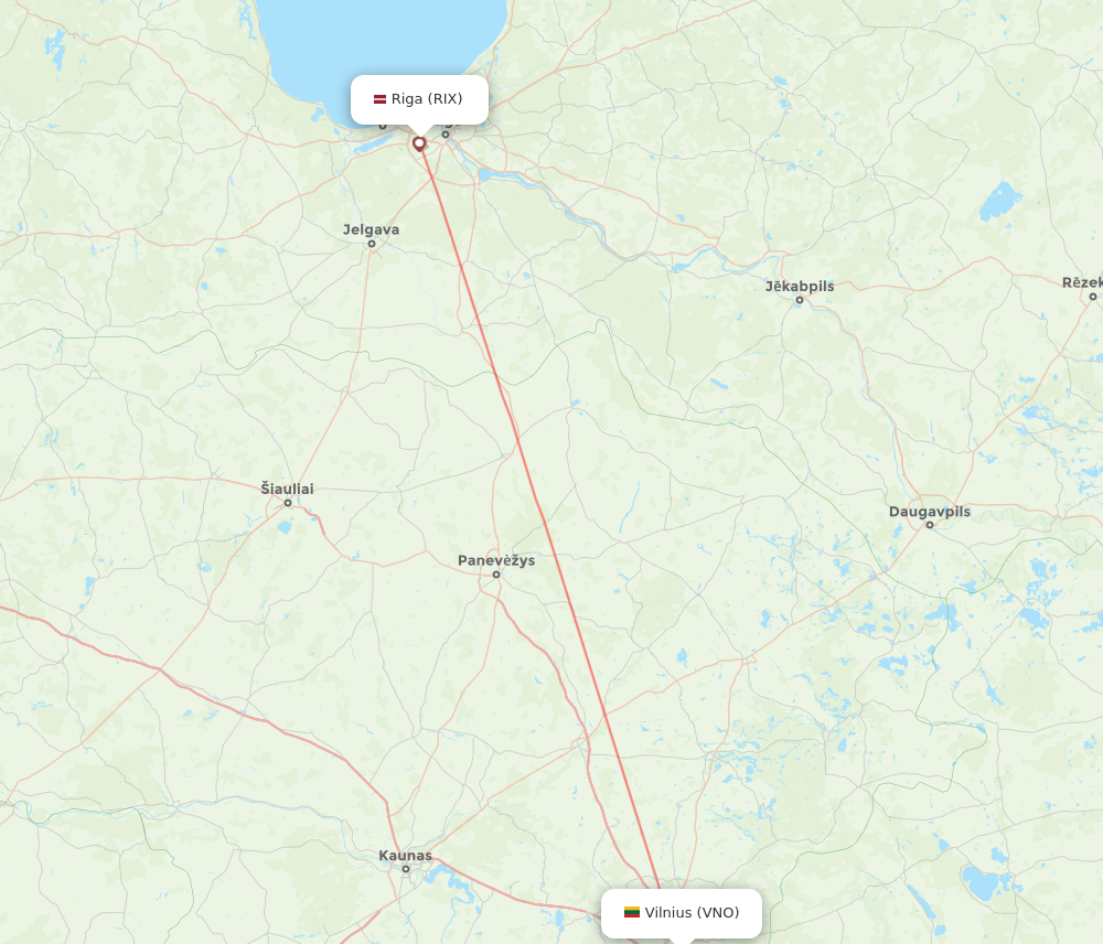 RIX to VNO flights and routes map