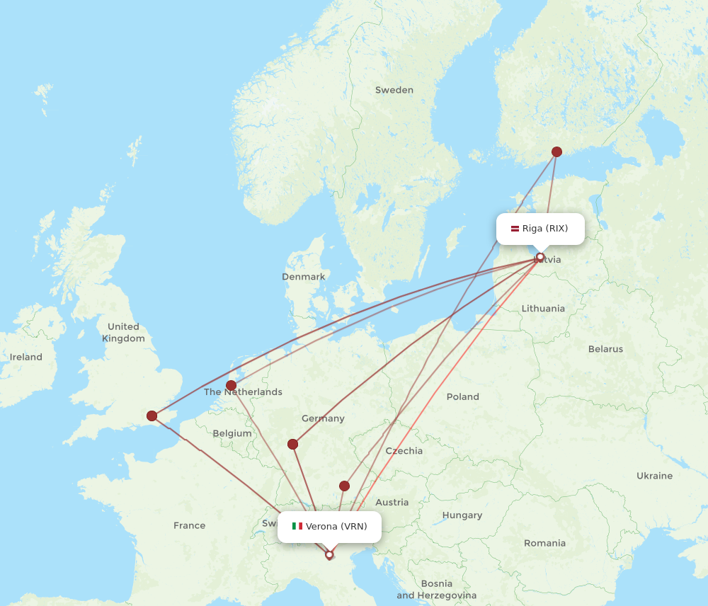 RIX to VRN flights and routes map