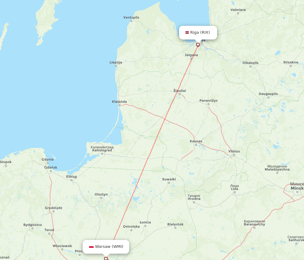 RIX to WMI flights and routes map