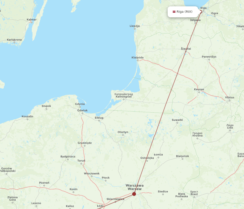 RIX to WRO flights and routes map