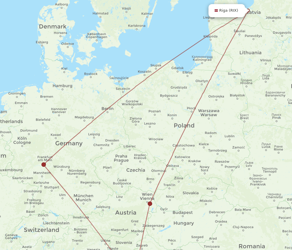 RIX-ZAD flight routes