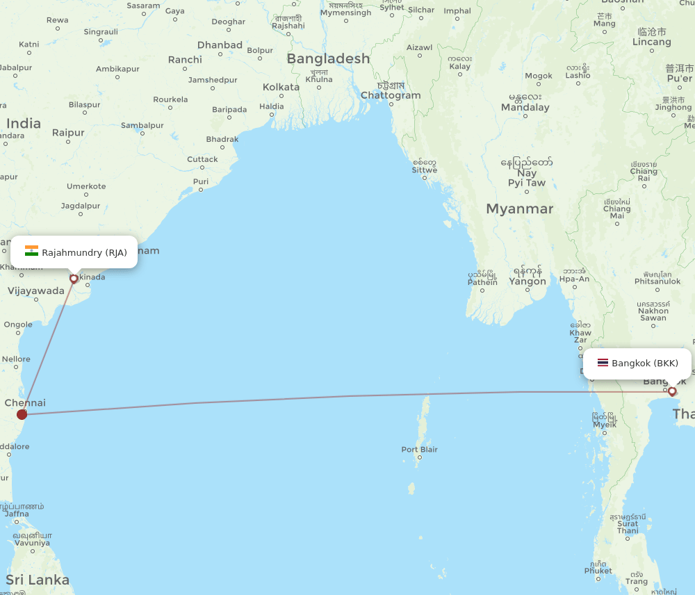 BKK to RJA flights and routes map