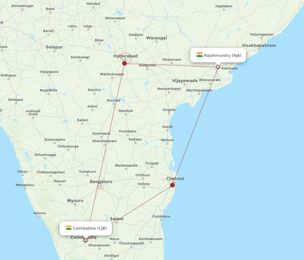 RJA-CJB flight routes