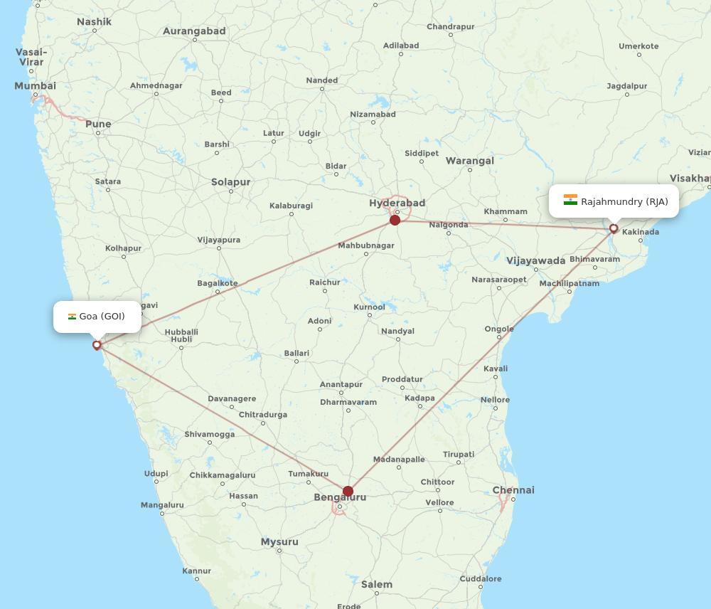 RJA-GOI flight routes