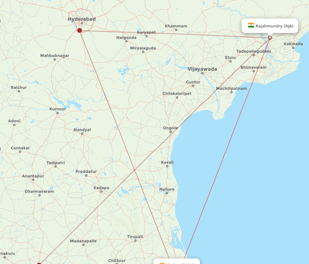 RJA-MAA flight routes