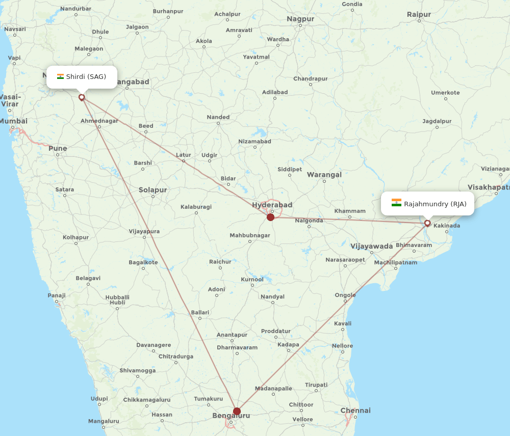 RJA-SAG flight routes