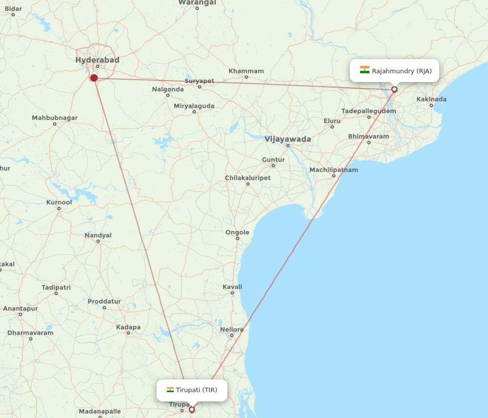 RJA to TIR flights and routes map