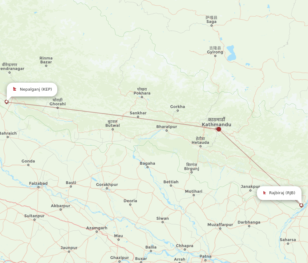 RJB-KEP flight routes