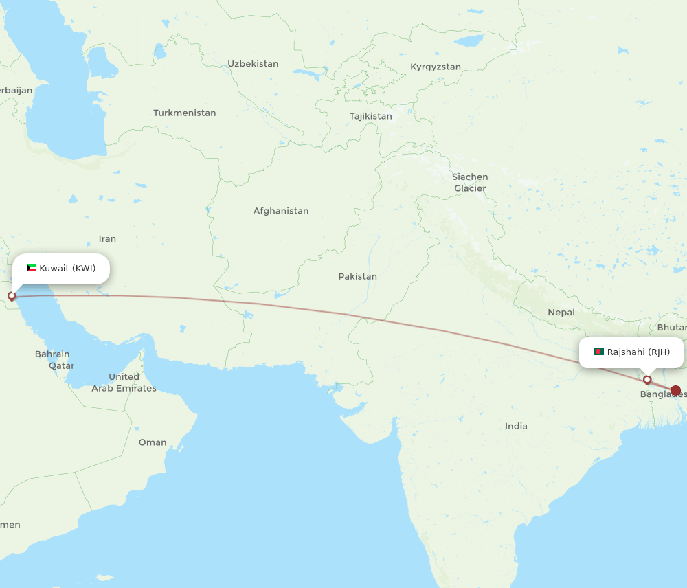 RJH-KWI flight routes