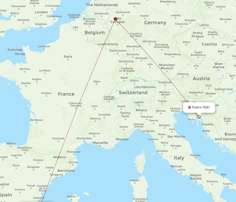 RJK-ALC flight routes