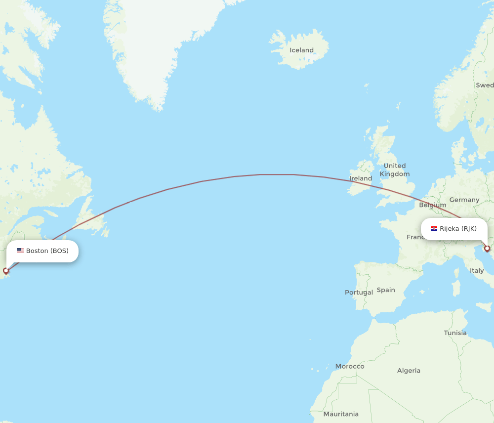 RJK-BOS flight routes
