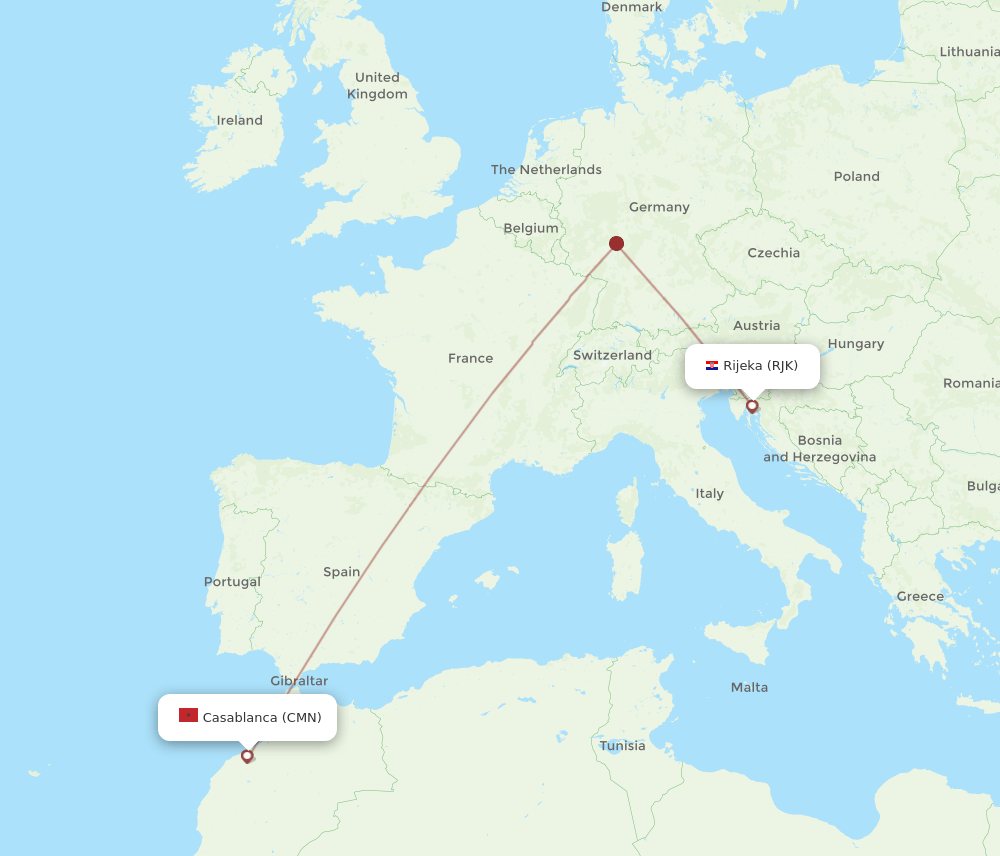RJK-CMN flight routes
