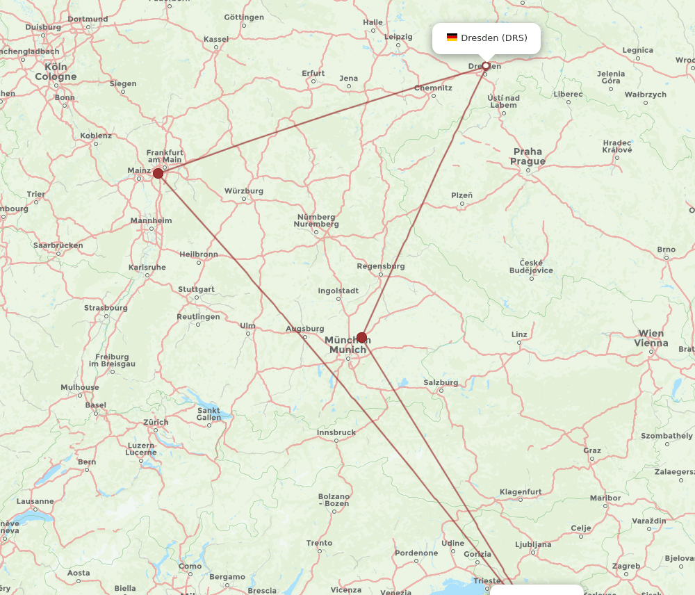 RJK to DRS flights and routes map