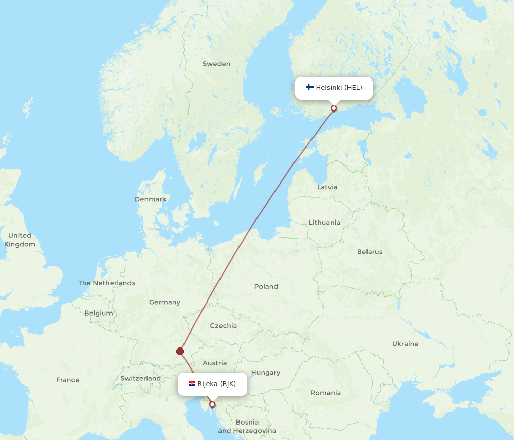 RJK-HEL flight routes