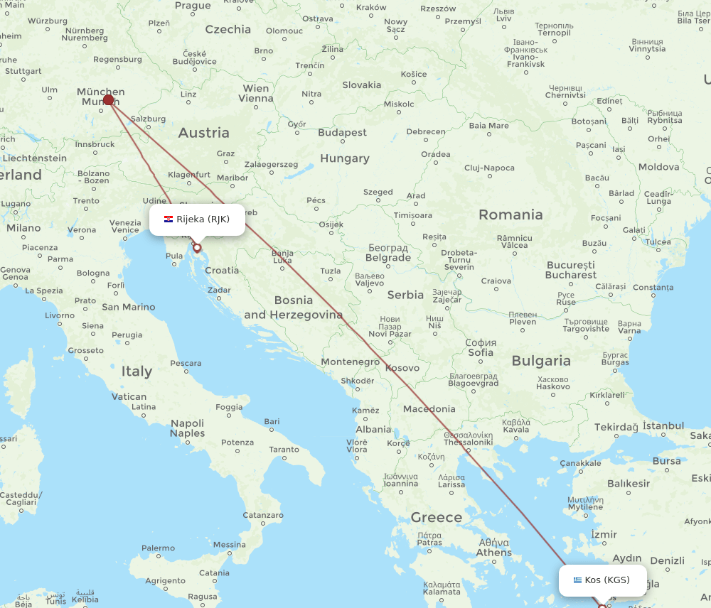 RJK-KGS flight routes