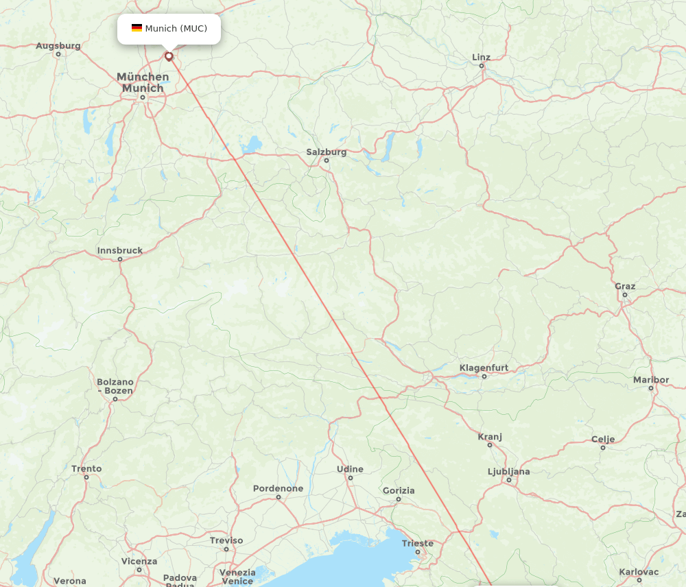 RJK to MUC flights and routes map