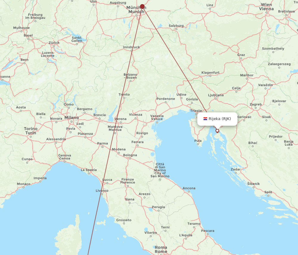 RJK-OLB flight routes