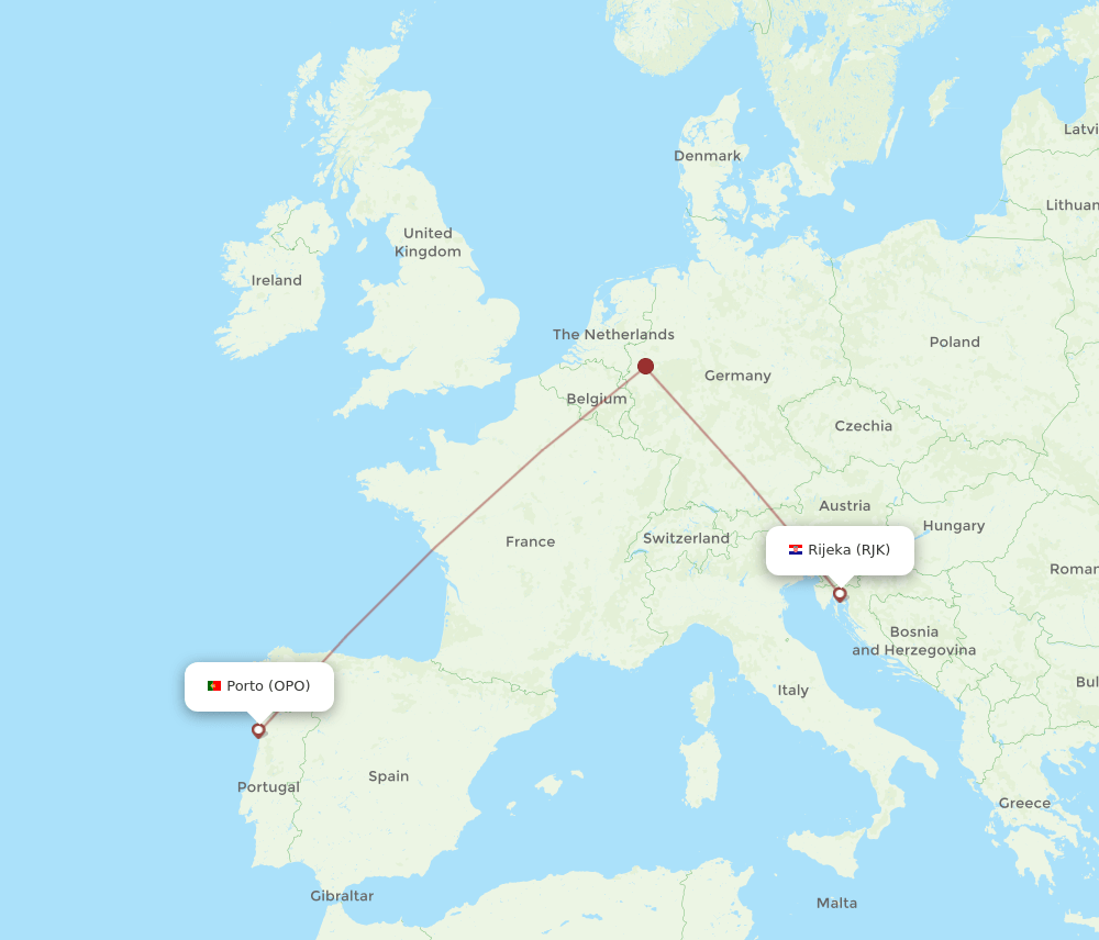 RJK-OPO flight routes