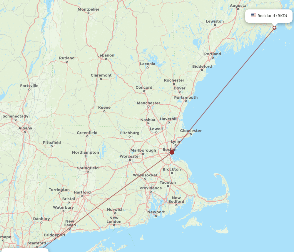 RKD-LGA flight routes