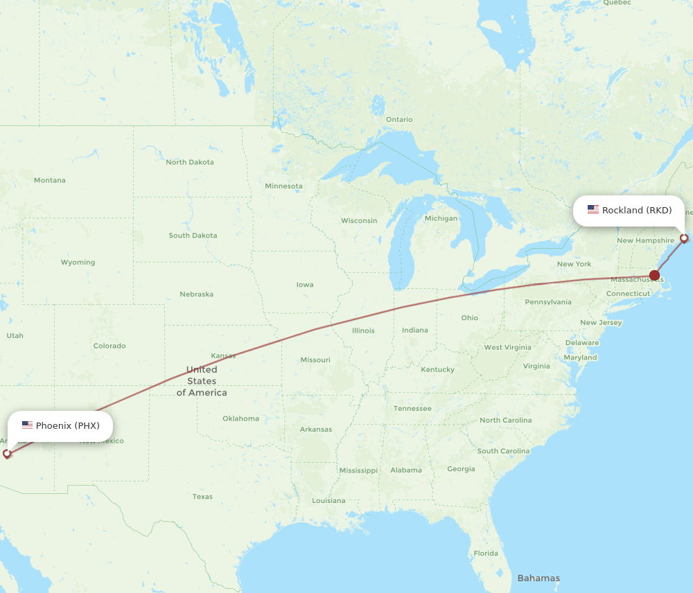 RKD-PHX flight routes