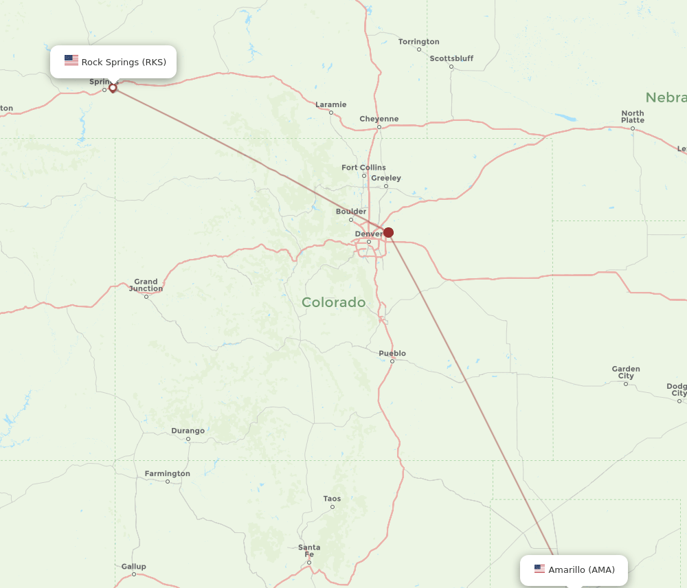 Rock Springs - Amarillo route map and flight paths