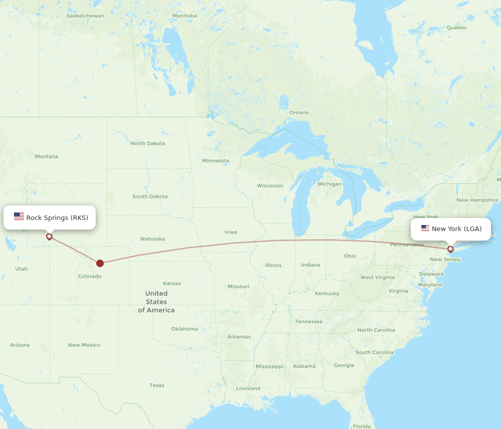 RKS-LGA flight routes