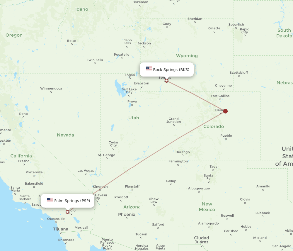 RKS to PSP flights and routes map