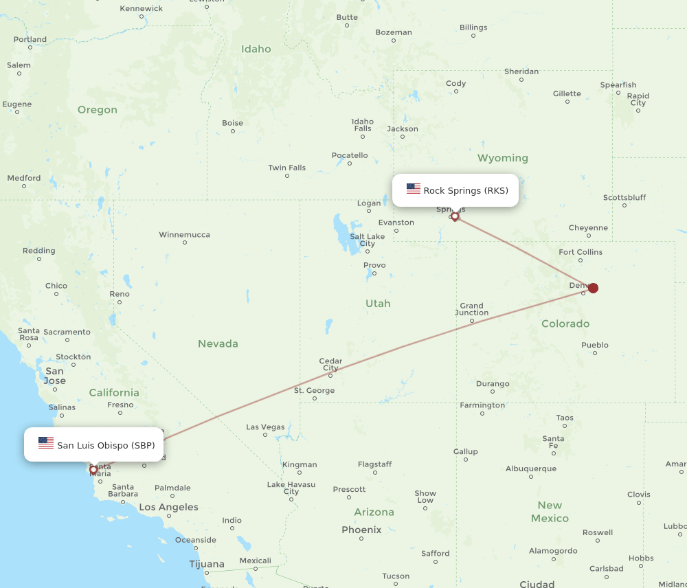RKS to SBP flights and routes map