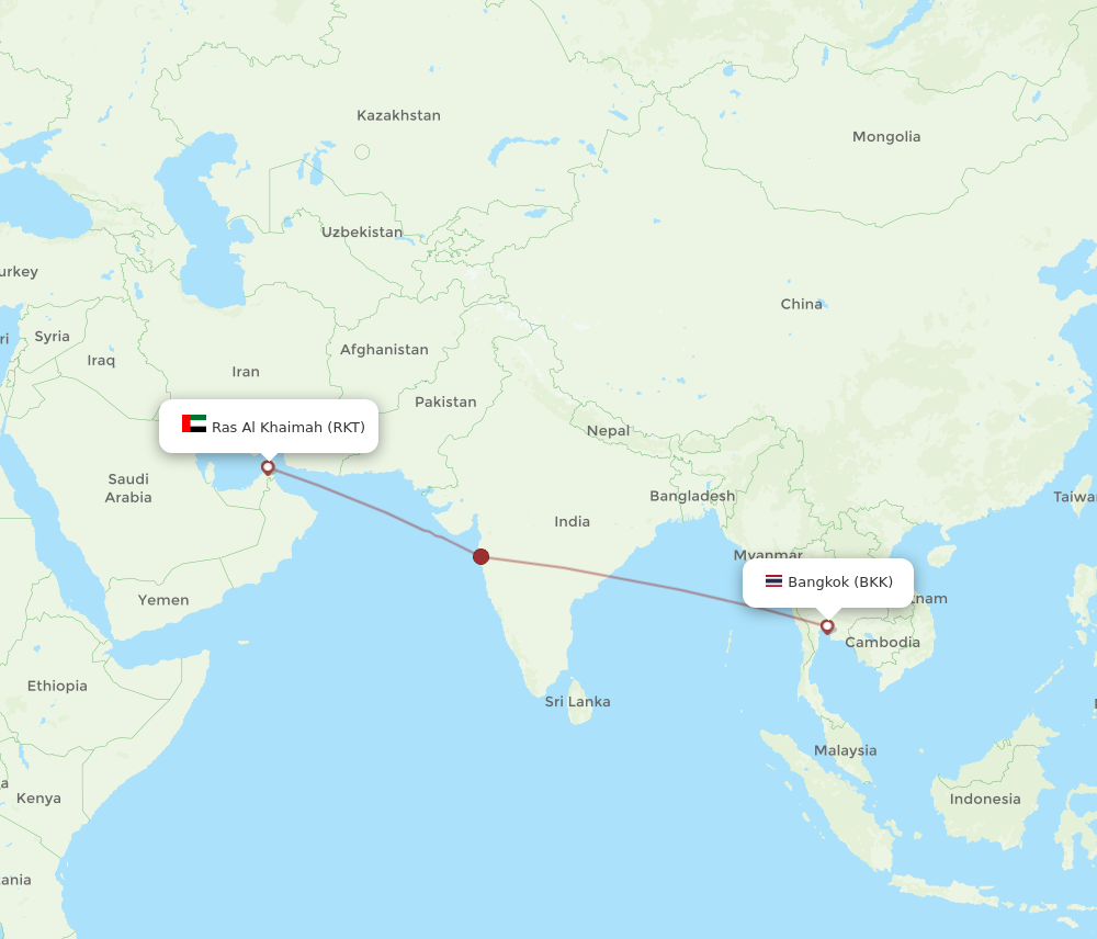 RKT to BKK flights and routes map