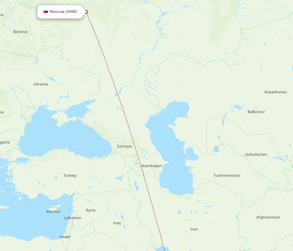 Moscow - Ras al-Khaimah route map and flight paths