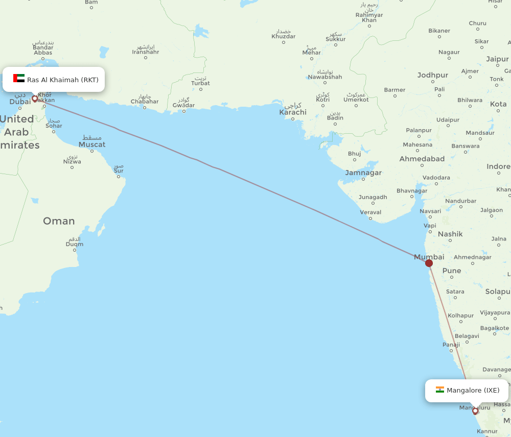 RKT to IXE flights and routes map