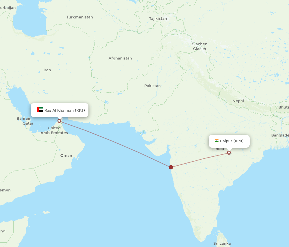 RKT to RPR flights and routes map