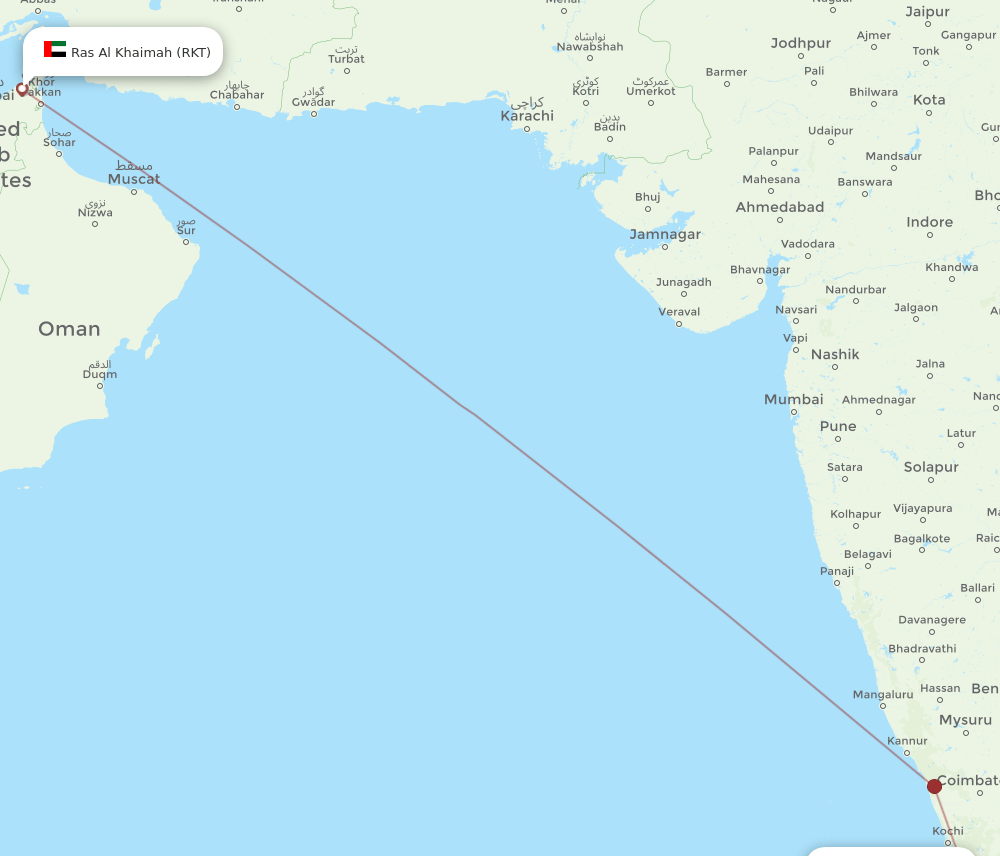 RKT-TRV flight routes